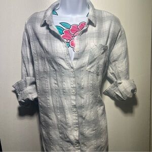 A New Day Gray White Plaid Flannel with Shimmer